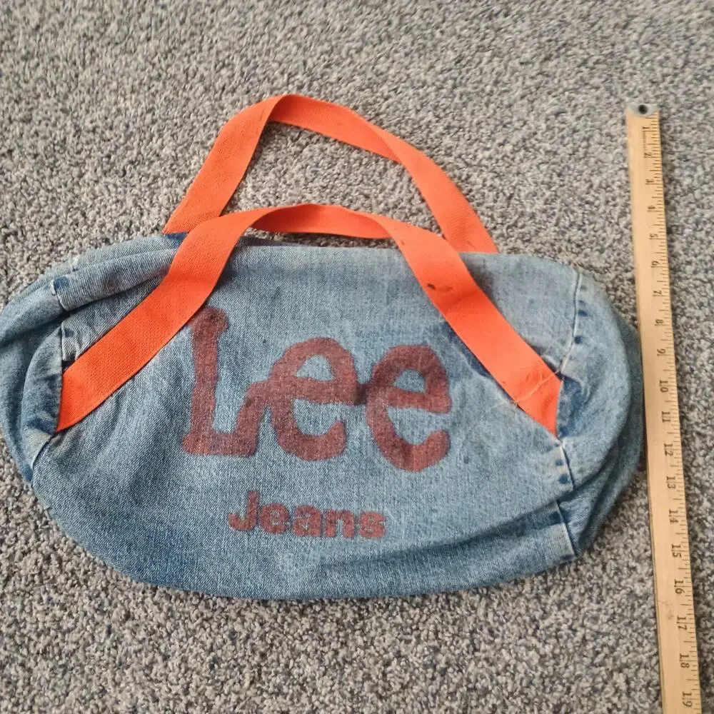 Lee Jeans Leggett Vintage 70s 80s Faded Denim Small Gym Duffle Bag Distressed